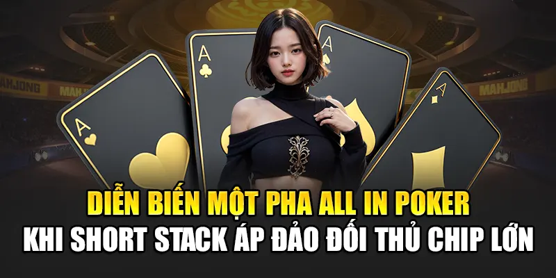 Diễn biến một pha All In Poker khi short stack áp đảo đối thủ chip lớn